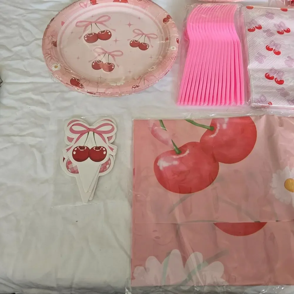 Cherry Theme Party Supplies Set She's The Cherry on Top Over 100 Pieces New